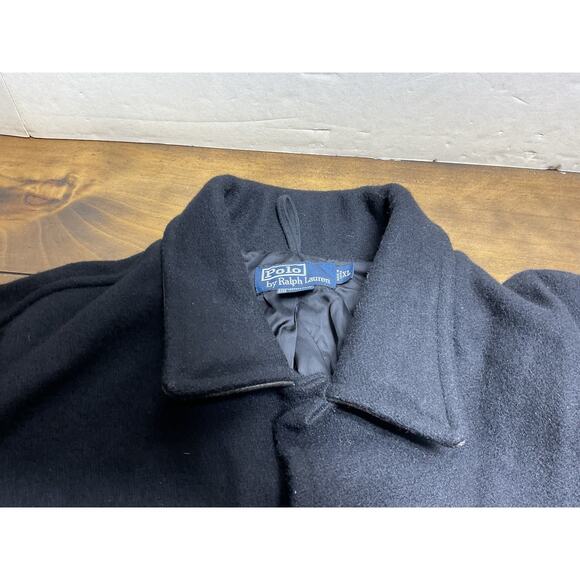 VTG 90s POLO RALPH LAUREN VARSITY JACKET WOOL LEATHER BLACK LETTERMAN MENS XL - Picture 6 of 16